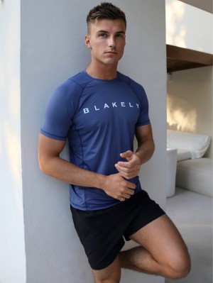 Blakely Alert Gym T-Shirt Blue | 305-ULSYXA