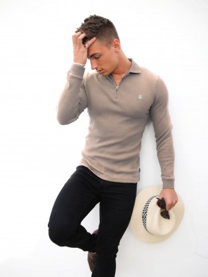 Blakely Aspen Long Sleeve Polo Stone | 956-AYNKTH