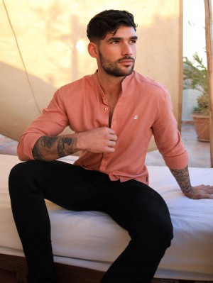 Blakely Berkane Linen Shirt Terracotta | 193-STUGJK