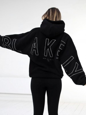 Blakely Borg Isabel Oversized Hoodie Black | 327-MYZLJU