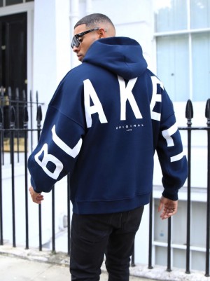 Blakely Idris Oversized Hoodie Navy Blue | 258-YJLXIO