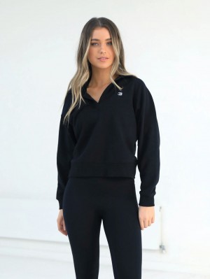 Blakely Initial V-Neck Jumper Black | 346-ZJUXLB