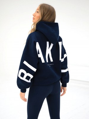 Blakely Isabel Oversized Hoodie Navy Blue | 357-LUYGQO