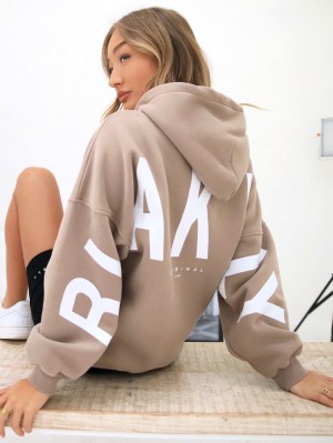 Blakely Isabel Oversized Hoodie Taupe Brown | 831-TAJWSG