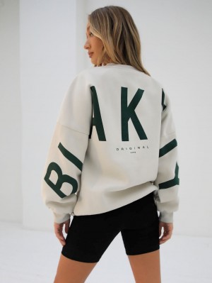 Blakely Isabel Oversized Jumper Chalk & Forest Green | 496-MVATIN