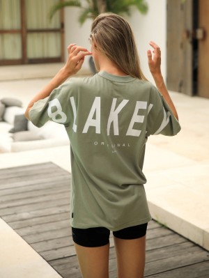 Blakely Isabel Oversized T-Shirt Olive | 639-FABYVU