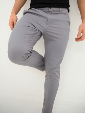 Blakely Kingsley Slim Fit Tailored Chinos Slate Grey | 037-OAQYWB