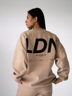 Blakely LDN Womens Oversized Jumper Tan | 295-RQHTEW