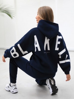 Blakely Life & Style Isabel Oversized Hoodie Navy Blue | 038-VKDQEI