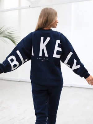 Blakely Life & Style Isabel Oversized Jumper Navy Blue | 943-MNKLFT