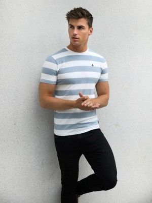 Blakely Loano Stripe T-Shirt Light Blue | 305-QSMCYZ