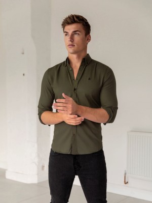 Blakely Loreto Fitted Stretch Shirt Khaki Green | 406-FJYWCG