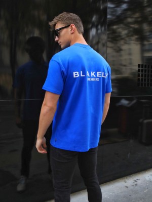 Blakely Members Relaxed T-Shirt Cobalt Blue | 631-RYCGXN