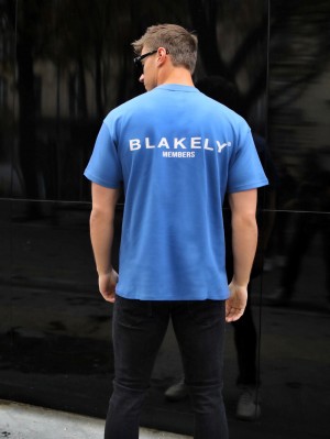 Blakely Members Relaxed T-Shirt Mid Blue | 079-TVFYLQ