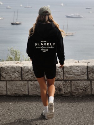 Blakely Monaco Women's Relaxed Hoodie Black | 048-NTWHRO