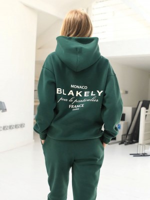 Blakely Monaco Women's Relaxed Hoodie Dark Green | 017-QMUYGT