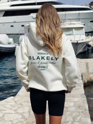 Blakely Monaco Women's Relaxed Hoodie Ivory | 893-CAJPRT