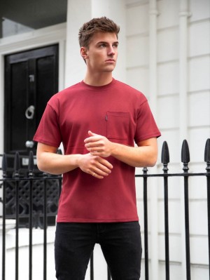 Blakely Relaxed Pocket T-Shirt Burgundy | 673-OVBSUT