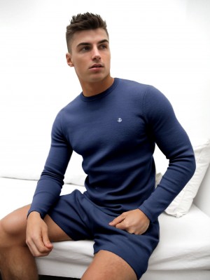 Blakely Riad Knitted Long Sleeve T-Shirt Blue | 105-UMYRZL