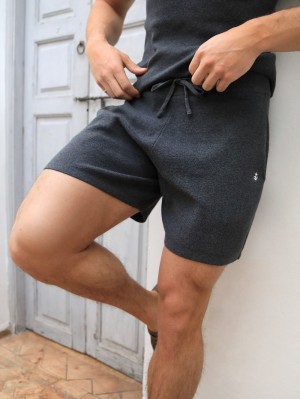 Blakely Riad Knitted Shorts Charcoal | 452-TMPGDO