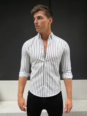 Blakely Savona Stripe Shirt Brown | 184-AQPXBZ