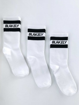 Blakely Signature Socks 3 Pack White | 682-OEXVGZ