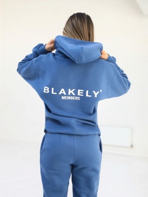 Blakely Women's Members Relaxed Hoodie Mid Blue | 293-WMLYVT