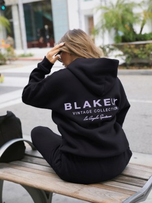 Blakely Women's Sports Club Relaxed Hoodie Black | 830-LDVMNE