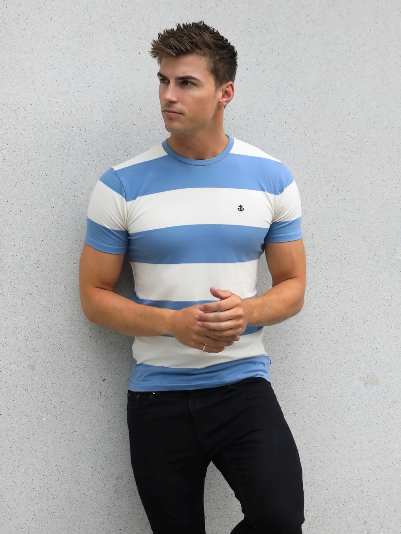 Blakely Alassio Stripe T-Shirt Blue | 460-DISMTZ