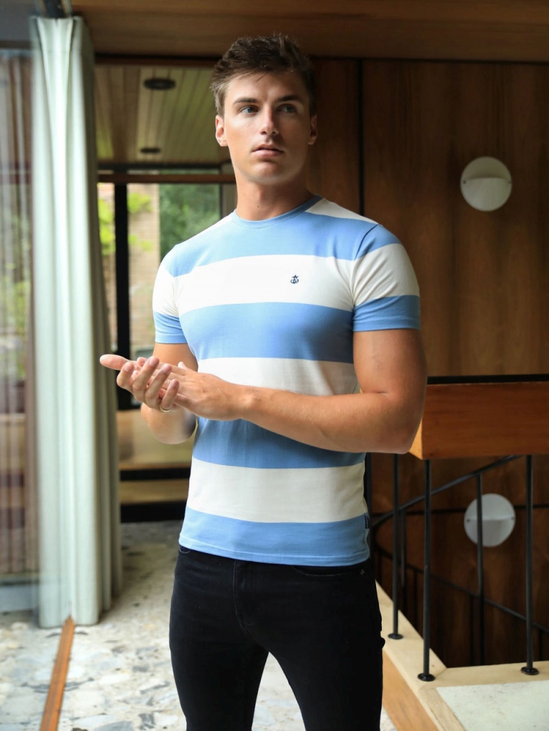 Blakely Alassio Stripe T-Shirt Blue | 460-DISMTZ