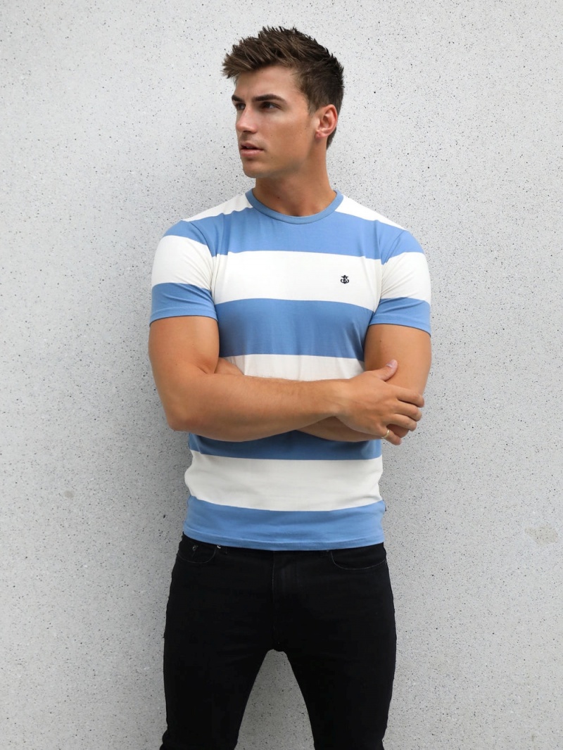 Blakely Alassio Stripe T-Shirt Blue | 460-DISMTZ