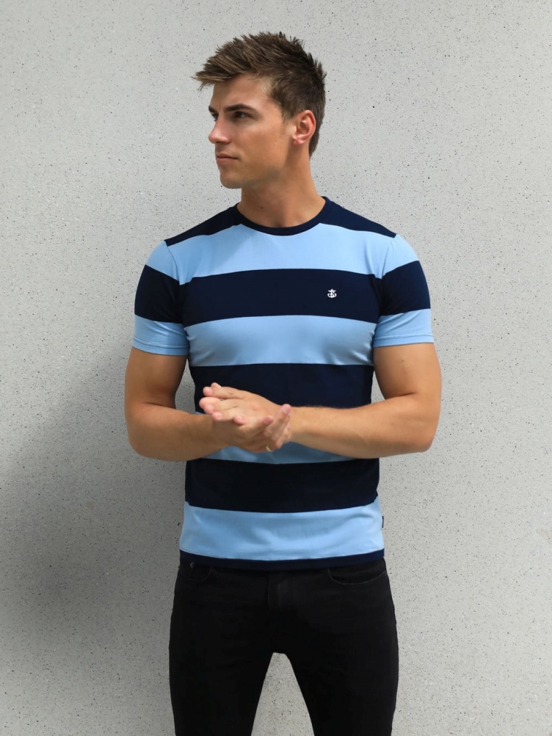 Blakely Alassio Stripe T-Shirt Navy | 768-ITMQLV