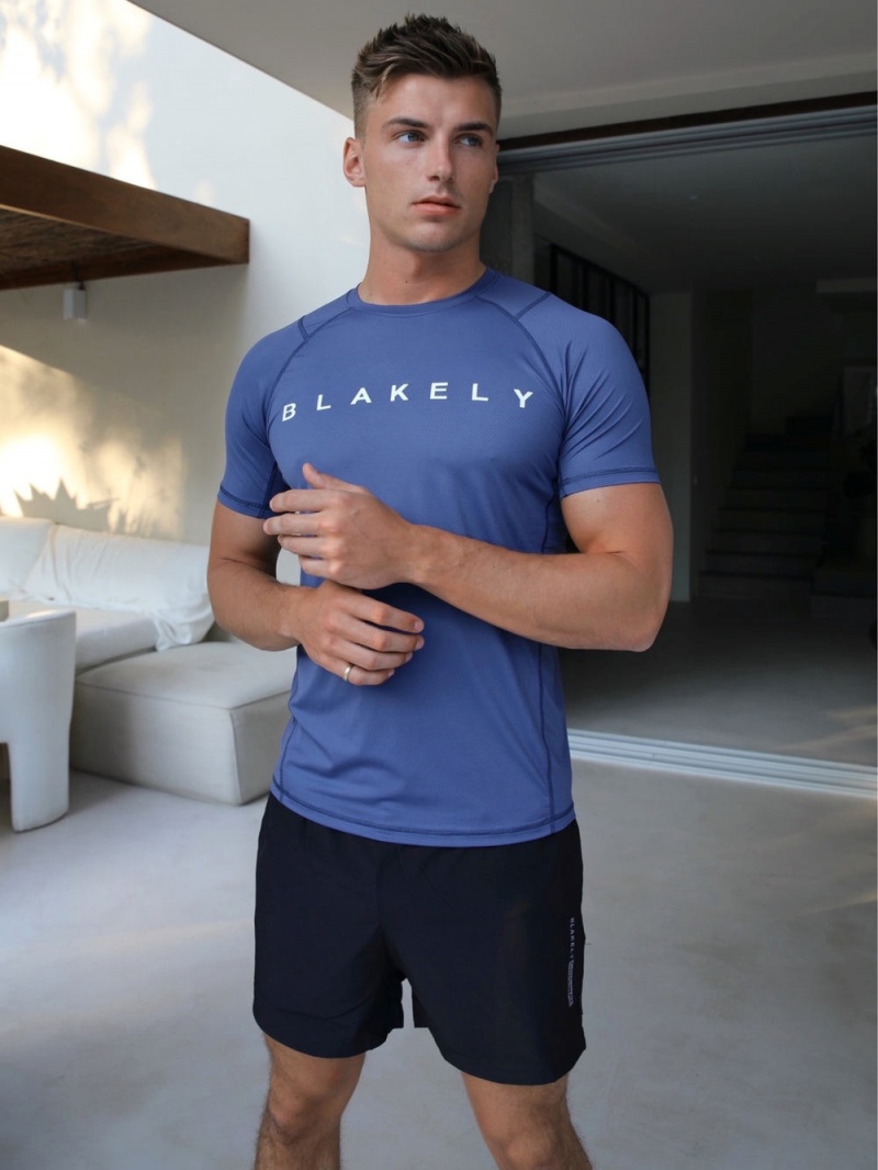 Blakely Alert Gym T-Shirt Blue | 305-ULSYXA