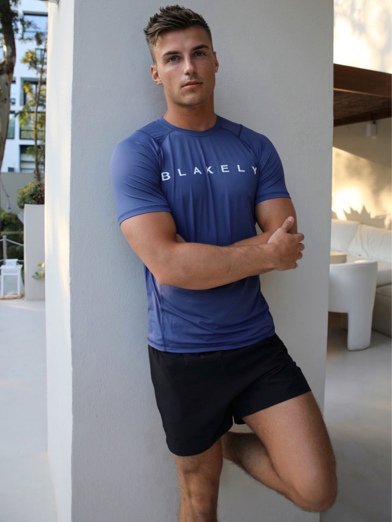 Blakely Alert Gym T-Shirt Blue | 305-ULSYXA