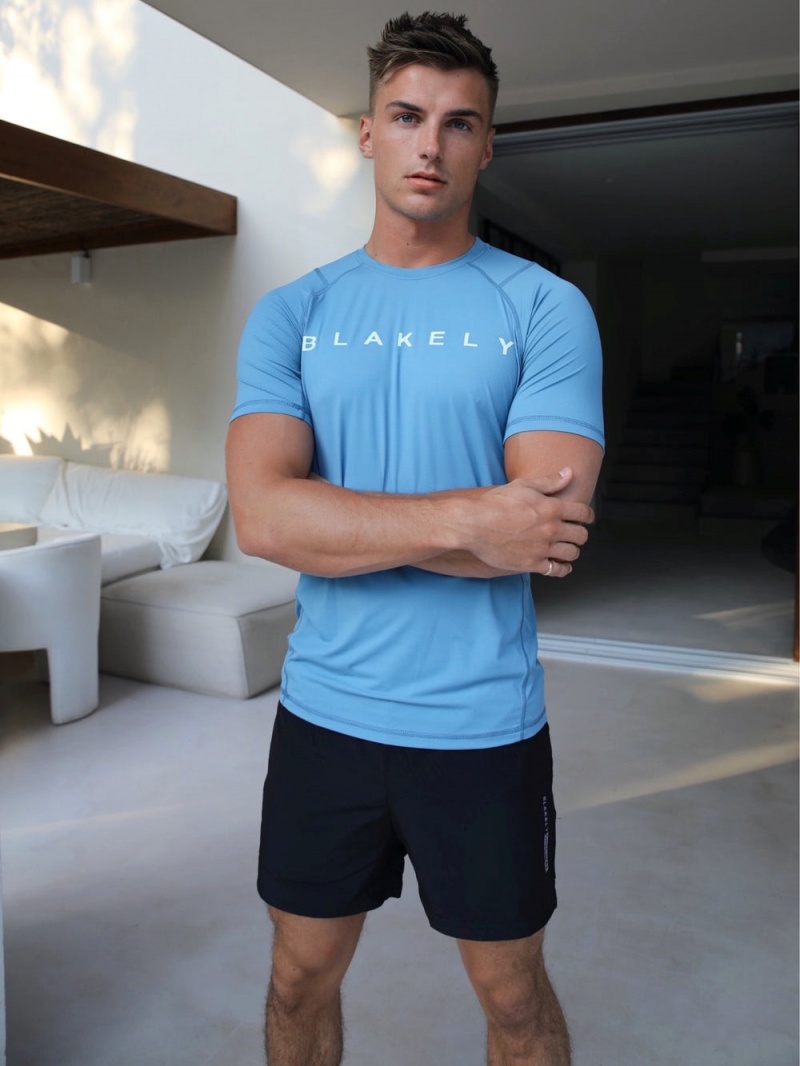 Blakely Alert Gym T-Shirt Light Blue | 042-YMIHTU