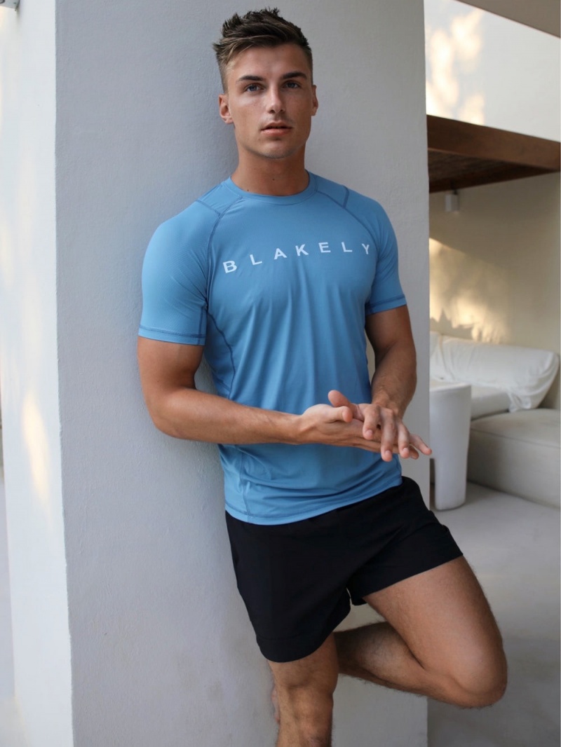 Blakely Alert Gym T-Shirt Light Blue | 042-YMIHTU