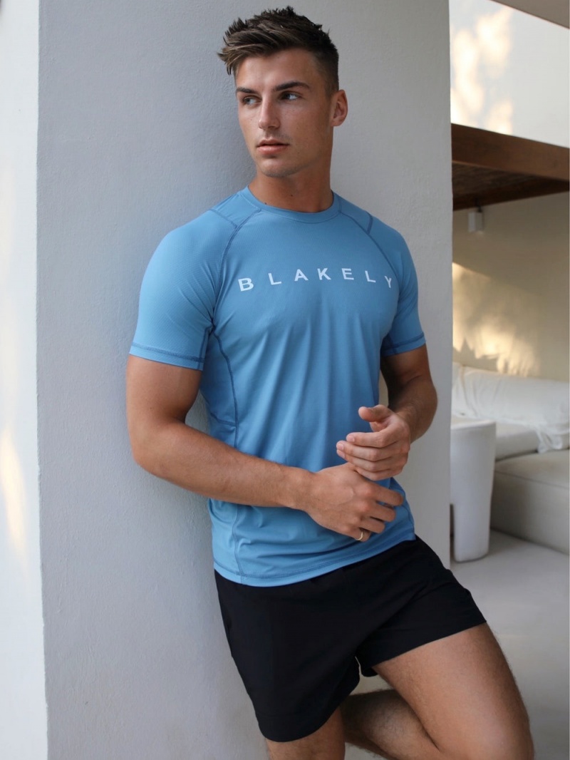 Blakely Alert Gym T-Shirt Light Blue | 042-YMIHTU