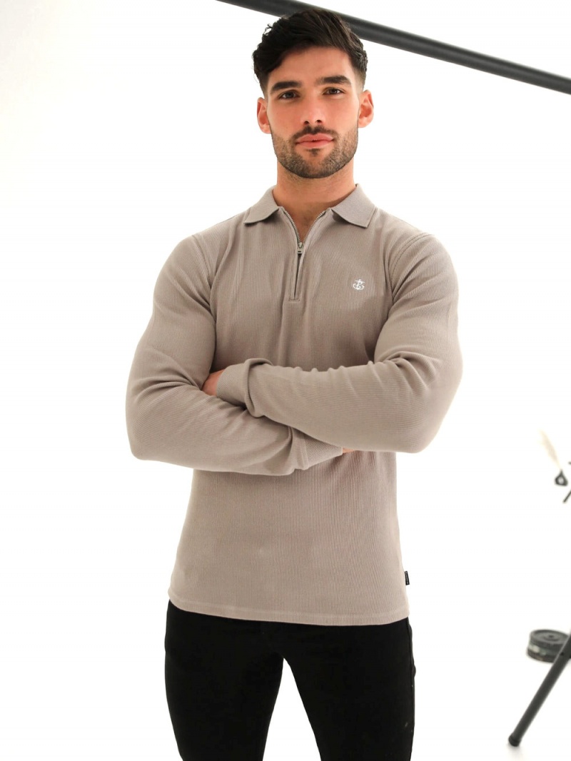 Blakely Aspen Long Sleeve Polo Stone | 956-AYNKTH