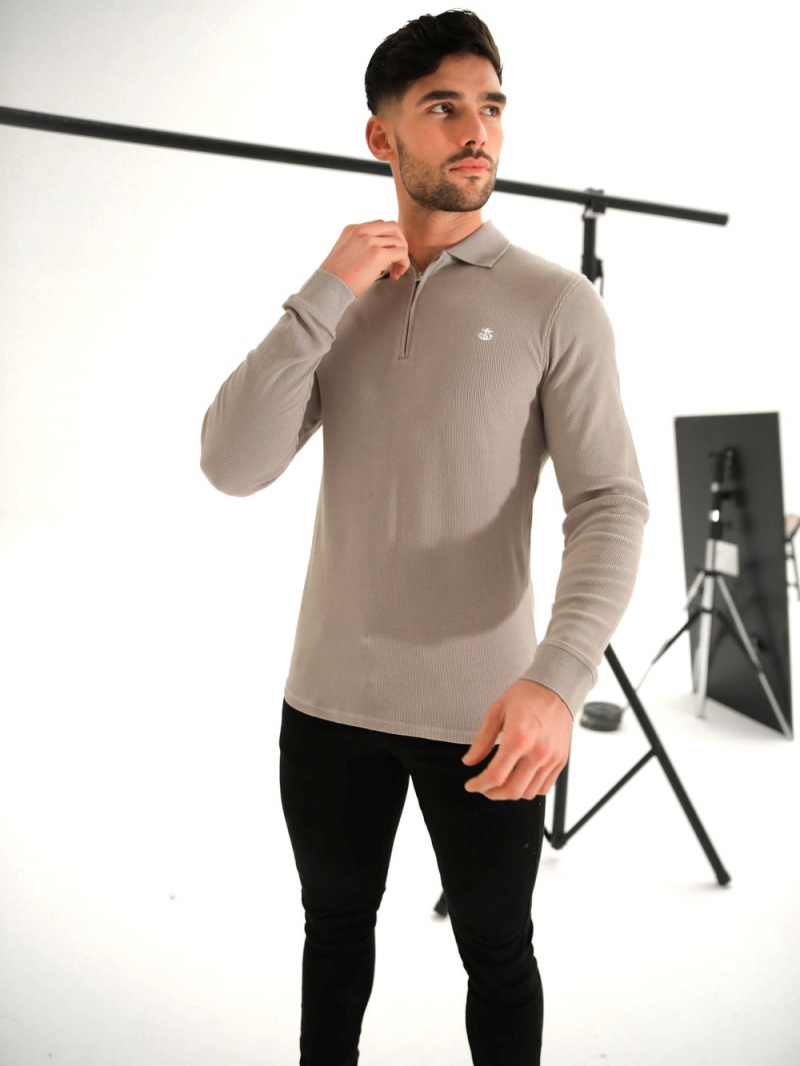 Blakely Aspen Long Sleeve Polo Stone | 956-AYNKTH