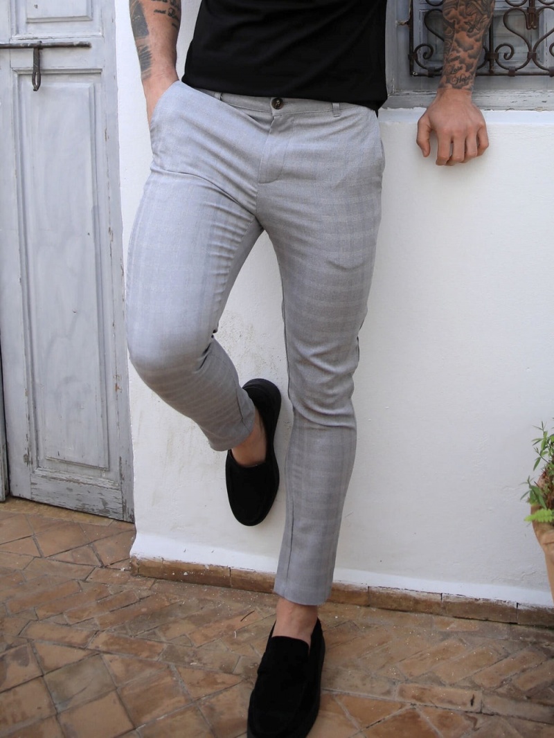 Blakely Assaki Checked Trousers Grey | 597-KRCHIY