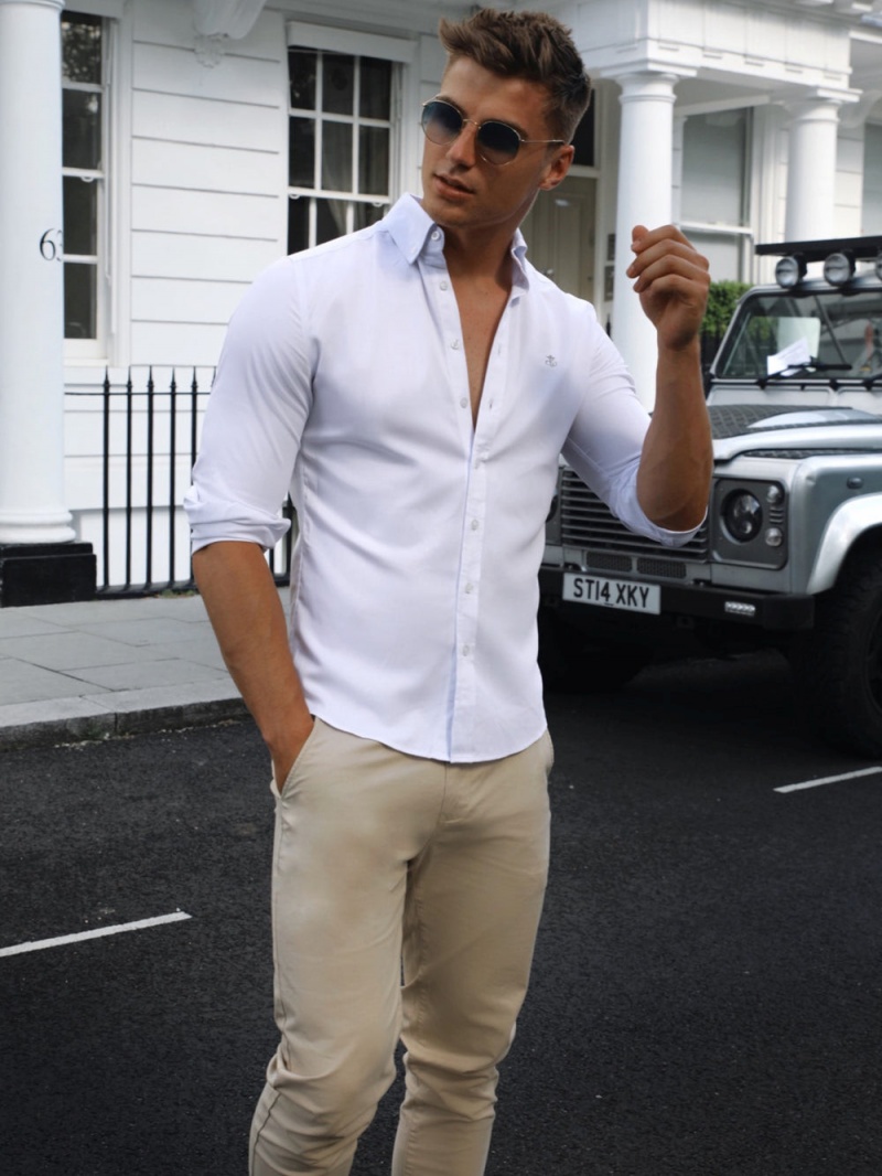 Blakely Aylsham Fitted Stretch Shirt White | 138-RUXCTY