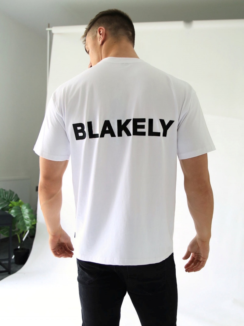 Blakely BLK Blackout Oversized T-Shirt White | 615-QGEHOL