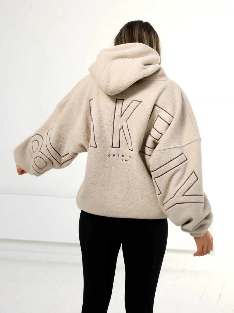 Blakely Borg Isabel Oversized Hoodie Tan | 581-QCXHYO