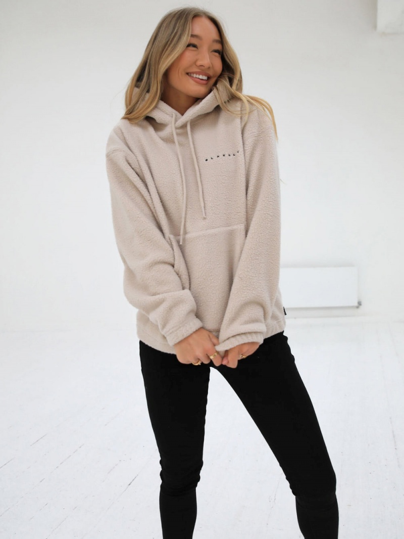 Blakely Borg Womens Oversized Hoodie Tan | 593-MRCVUW