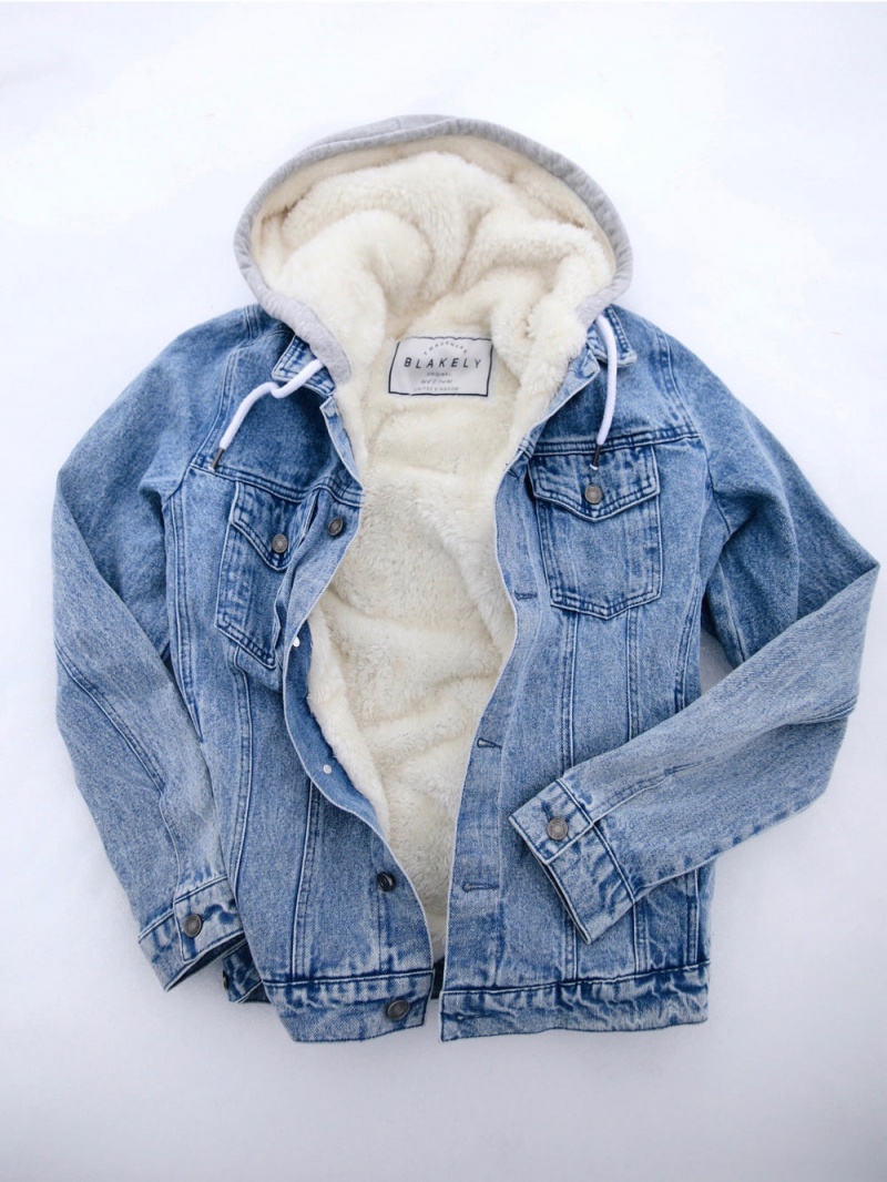 Blakely Camden Hooded Denim Jacket Light Blue | 432-DNFJHX