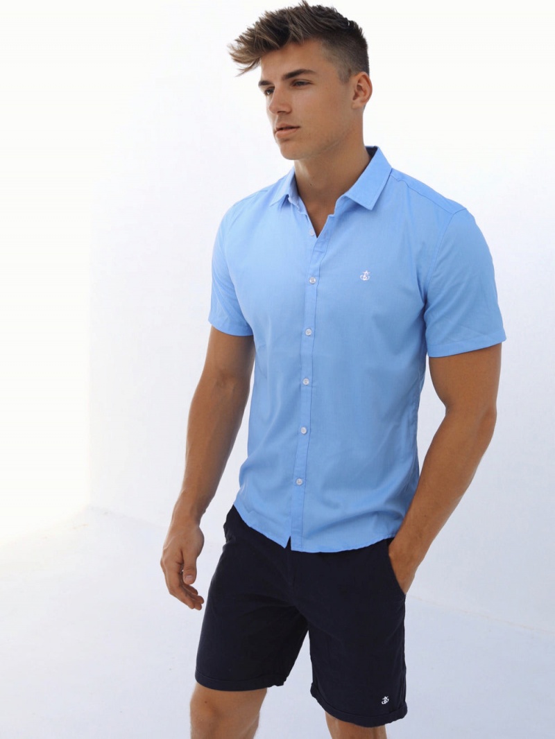 Blakely Canberra Short Sleeve Shirt Blue | 415-VWRZHE