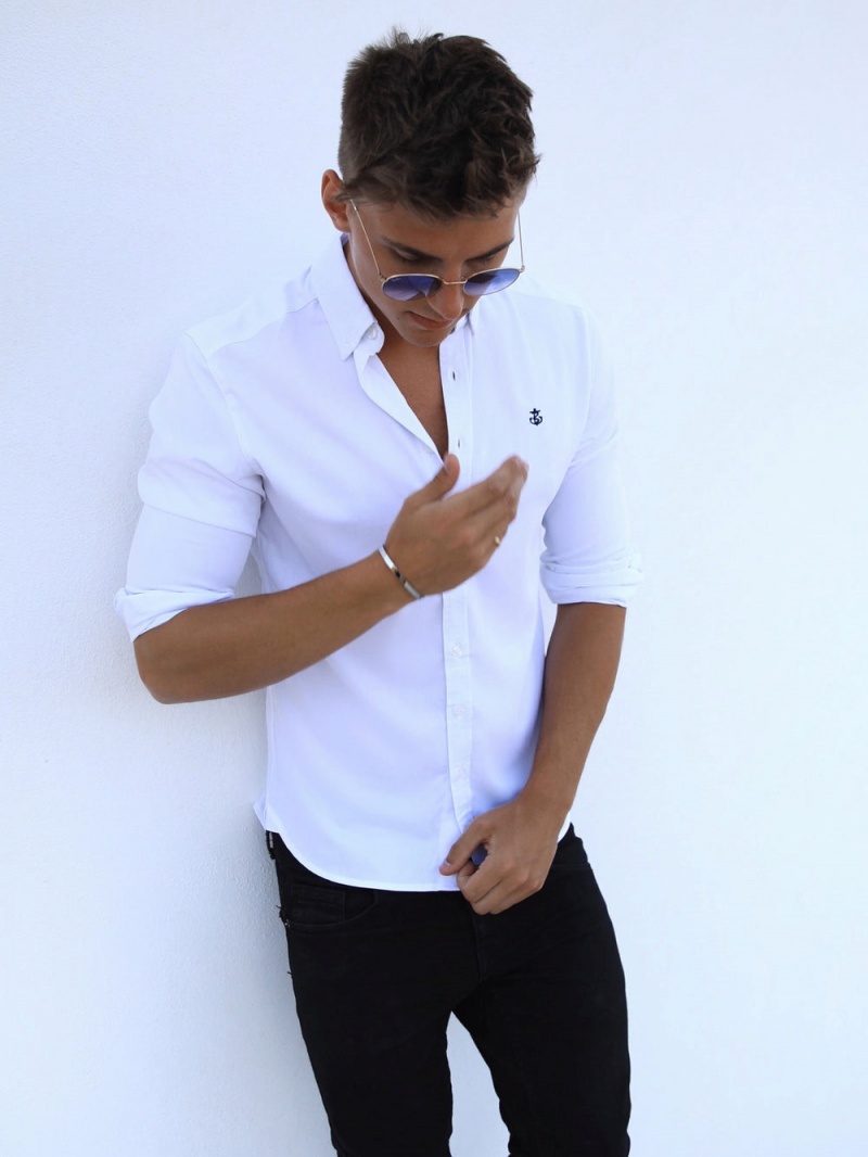 Blakely Caspian Fitted Stretch Shirt White | 492-SXKBOG