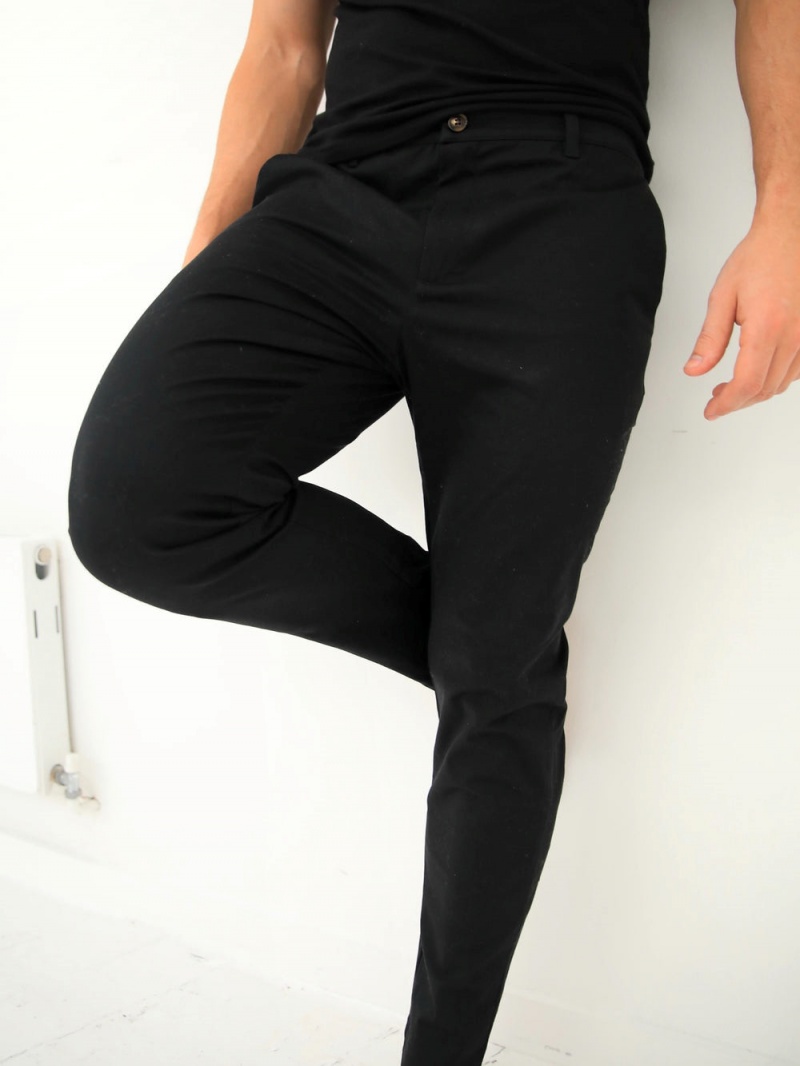 Blakely Cavill Slim Fit Tailored Chinos Black | 249-YHXNEL