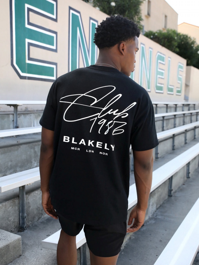 Blakely Club Relaxed T-Shirt Black | 543-VQDXLT