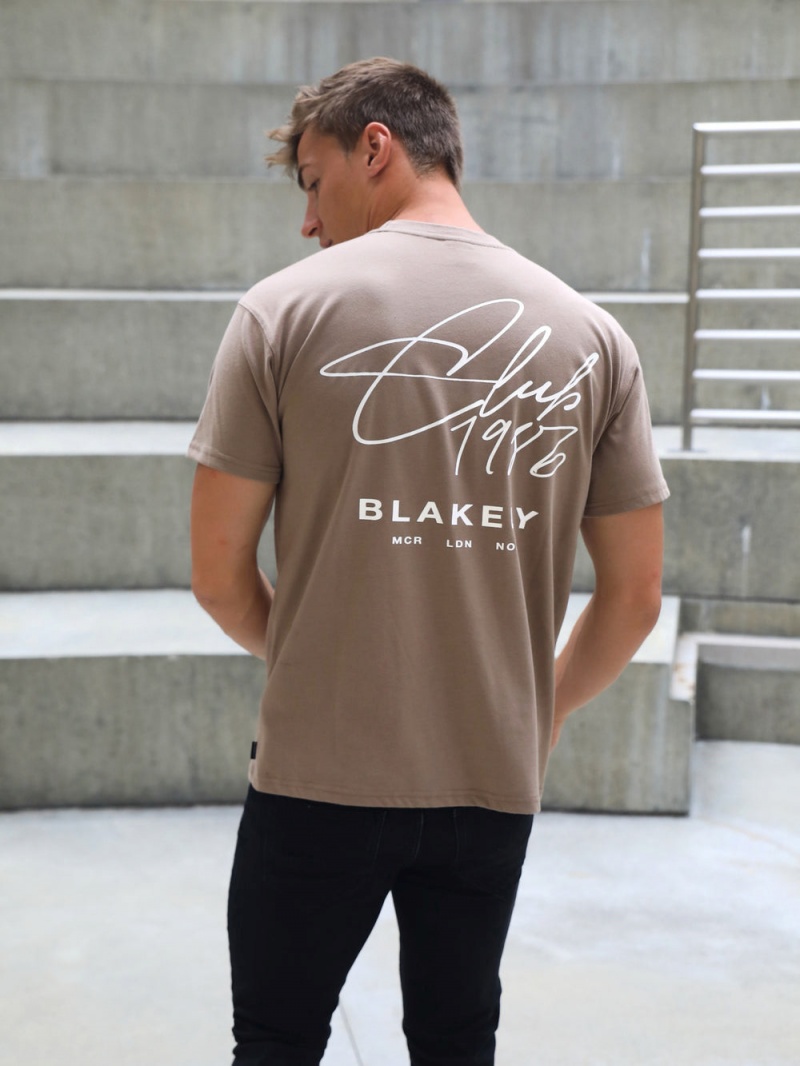 Blakely Club Relaxed T-Shirt Brown | 605-JECFIU